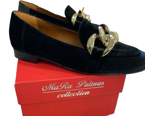 Scarpe Mocassini donna in velluto con applicazioni oro MaRa Palmas tg 38