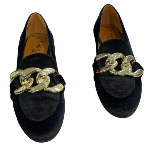 Scarpe Mocassini donna in velluto con applicazioni oro MaRa Palmas tg 38
