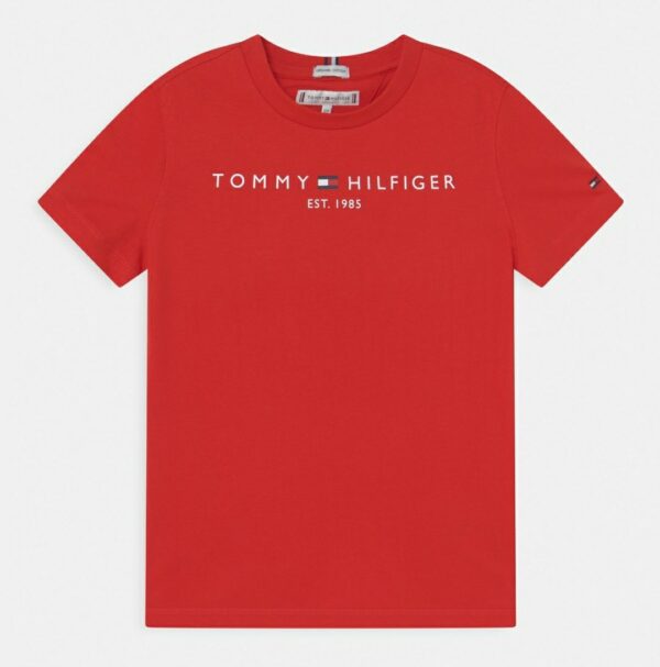 TOMMY HILFIGER essential tee  T-shirt con ricamo logo  deep crimson