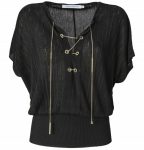 SIMONA CORSELLINI maglia in filo nera con collana oro