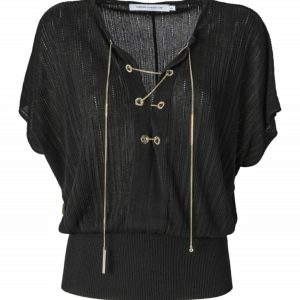 SIMONA CORSELLINI maglia in filo nera con collana oro