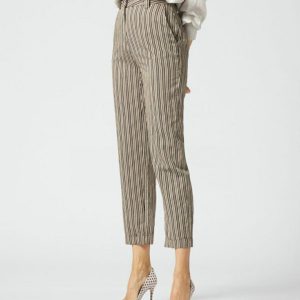 MANILA GRACE pantalone chino regoular fit a righe fieno/nero