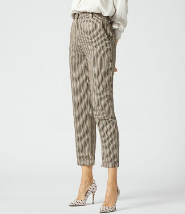 MANILA GRACE pantalone chino regoular fit a righe fieno/nero