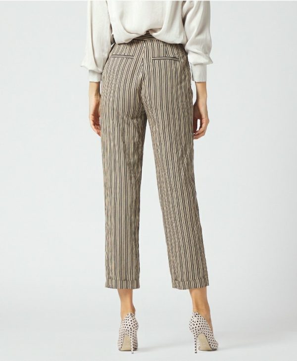 MANILA GRACE pantalone chino regoular fit a righe fieno/nero