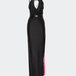 MANGANO abito cut bicolor nero/fucsia