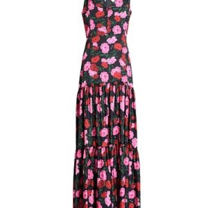 MARIUCCIA abito lungo a fiori scollo a cuore spallina larga