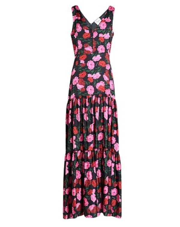 MARIUCCIA abito lungo a fiori scollo a cuore spallina larga