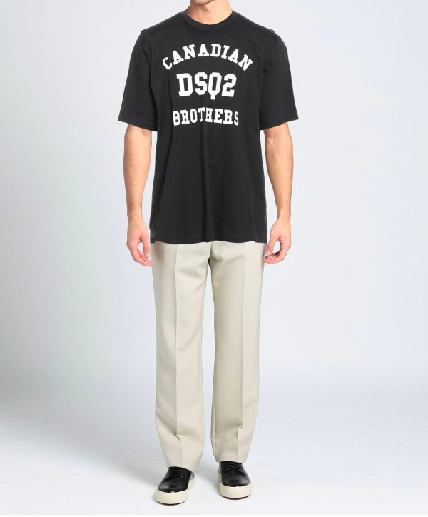 DSQUARED2 Logo Print Bianco T-Shirt Black Uomo