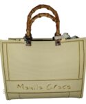 Manila Grace Borsa donna SMALL doppia funziona con ricamo- Shopping bag