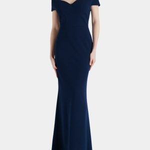 RINASCIMENTO abito lungo blu scollo a cuore