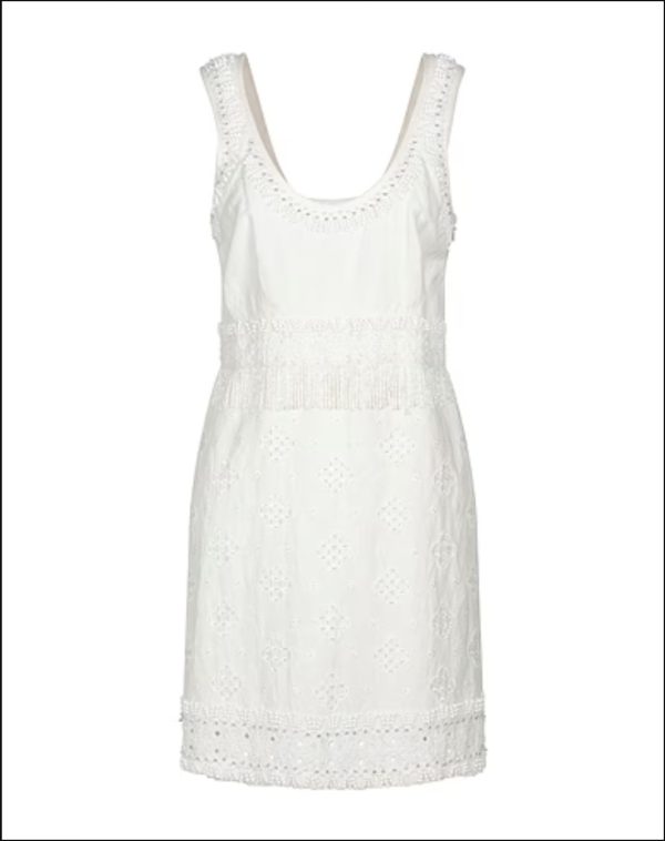 TWINSET By Simona Barbieri abito tubino in lino e cotone con corallini