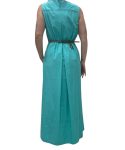 MAX MARA STUDIO abito lungo in cotone con bottoni e cintura in vita colore verde acqua