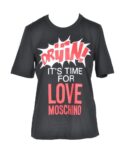 LOVE MOSCHINO t-shirt girocollo nero logo stampa bianco e rosso