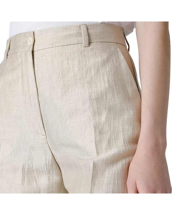 SEVENTY pantaloni in cotone e seta avorio