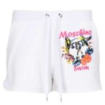 MOSCHINO swim short bianco logo stampa