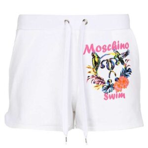 MOSCHINO swim short bianco logo stampa