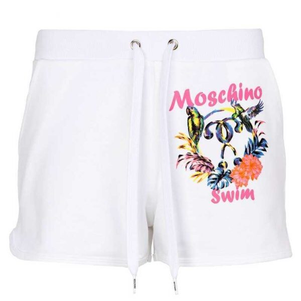 MOSCHINO swim short bianco logo stampa