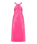 PINKO Linving stone abito raso fucsia midi