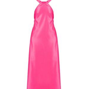 PINKO Linving stone abito raso fucsia midi