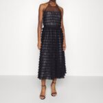 PINKO Corrients abito nero tulle  mini roushes