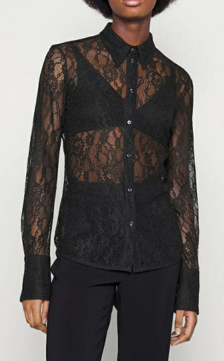 PINKO Cortese camicia pizzo nero stretch