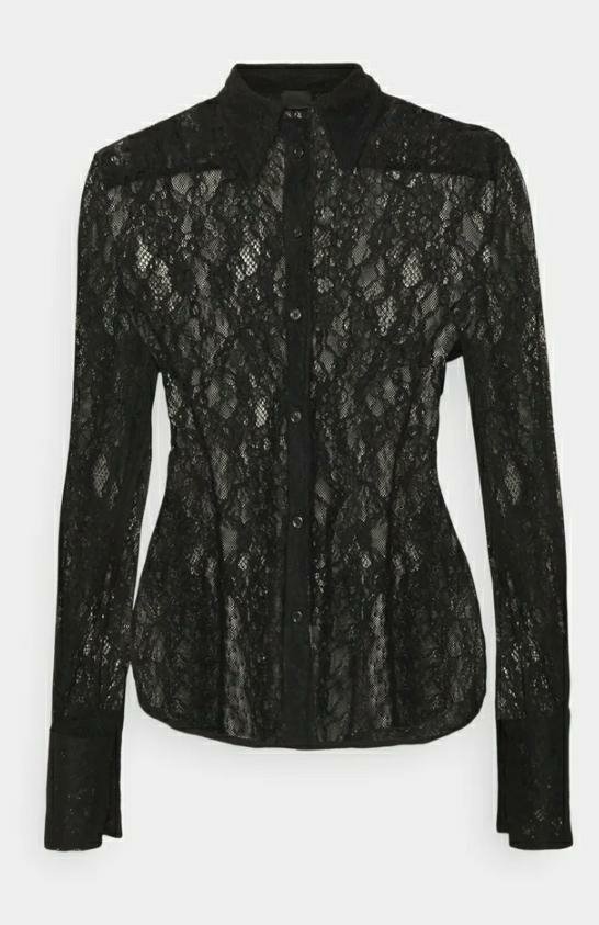 PINKO Cortese camicia pizzo nero stretch