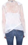 PINKO Bahia blusa pizzo valencienne roushes bianco