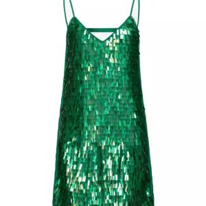 PINKO abito Annalisa full pailletes verde