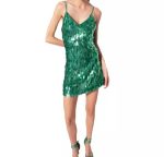 PINKO abito Annalisa full pailletes verde