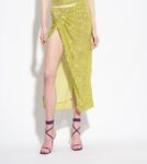 PINKO Gonna Linz Green Paillettes stripe