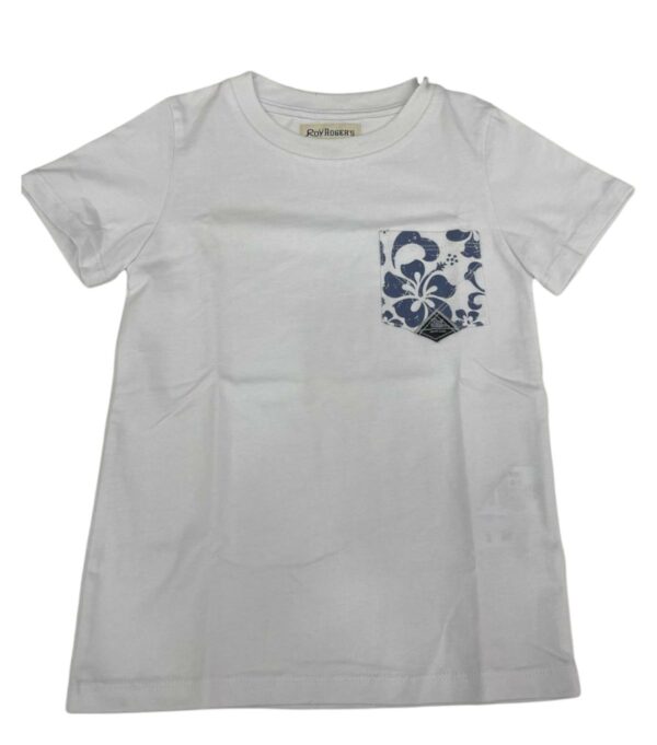 T-Shirt Pocket BOY Jersey Bianco Flower