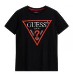 GUESS t-shirt loggata girocollo nero