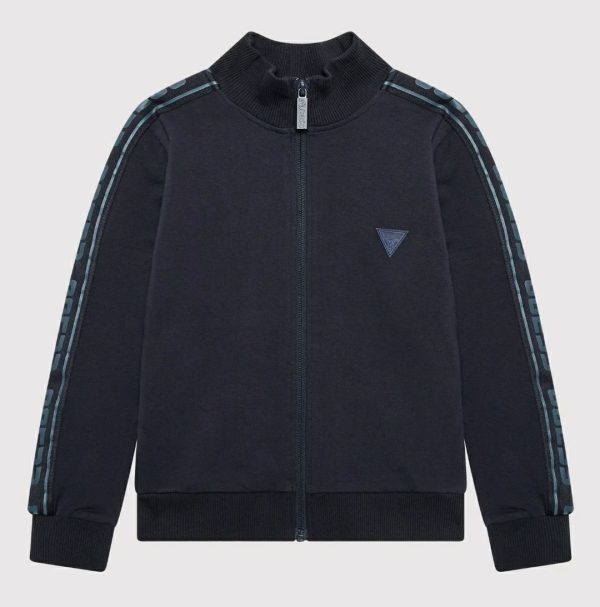 GUESS felpa con zip nastro loggato su maniche
