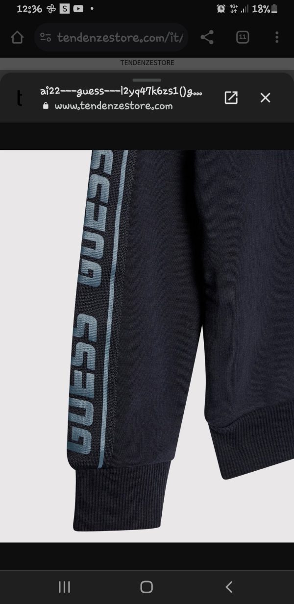 GUESS felpa con zip nastro loggato su maniche