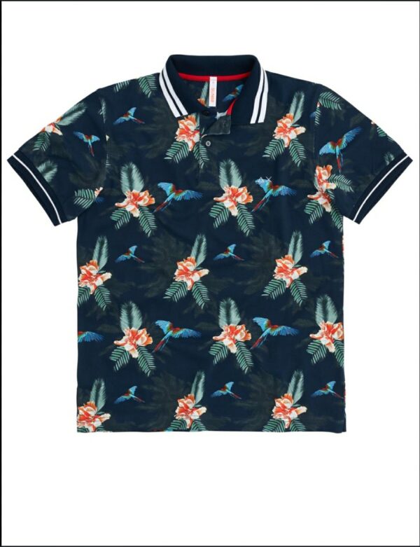 SUN68 polo camp collar print