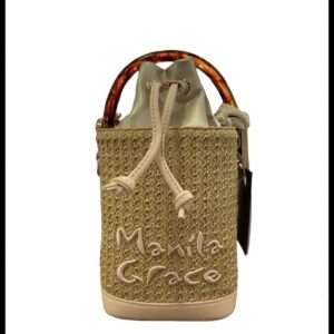 Manila Grace Borsa bucket small a secchiello in paglia