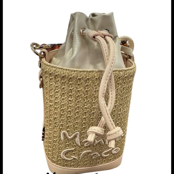 Manila Grace Borsa bucket small a secchiello in paglia