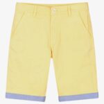 GUESS TEEN BOYS YELLOW CHINO SHORTS PANTALOCINO BAMBINO