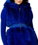 NO SECRETS Gilet pelliccia blu elettrico