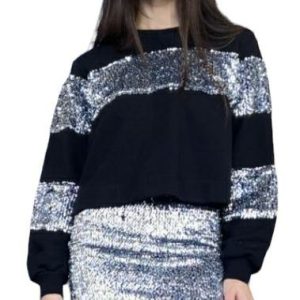 JIJIL Felpa crop girocollo paillettes argento