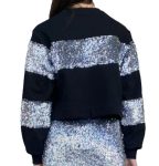 JIJIL Felpa crop girocollo paillettes argento