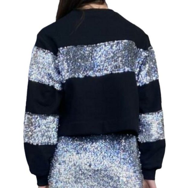 JIJIL Felpa crop girocollo paillettes argento