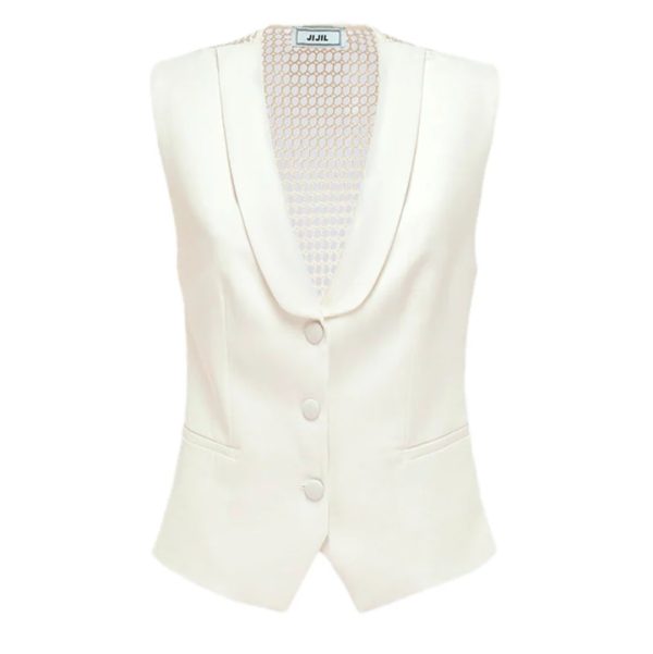 JIJIL GILET BIANCO CON RETE