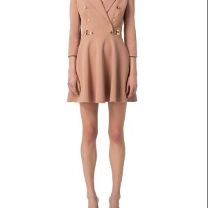 ELISABETTA FRANCHI ABITO ROBE-MANTEAU IN DOPPIO CREPE CON GONNA GODET