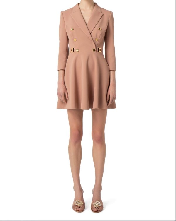 ELISABETTA FRANCHI ABITO ROBE-MANTEAU IN DOPPIO CREPE CON GONNA GODET