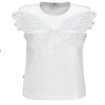 JIJIL T-SHIRT DONNA BIANCO CON FARFALLA IN STRASS