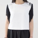 JIJIL T-SHIRT DONNA BIANCO  CON FRANGE E RICAMI