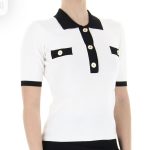 FRACOMINA MAGLIA POLO DONNA BIANCO NERO CON BOTTONI