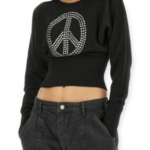 MOSCHINO JEANS maglione crop strass NEROI