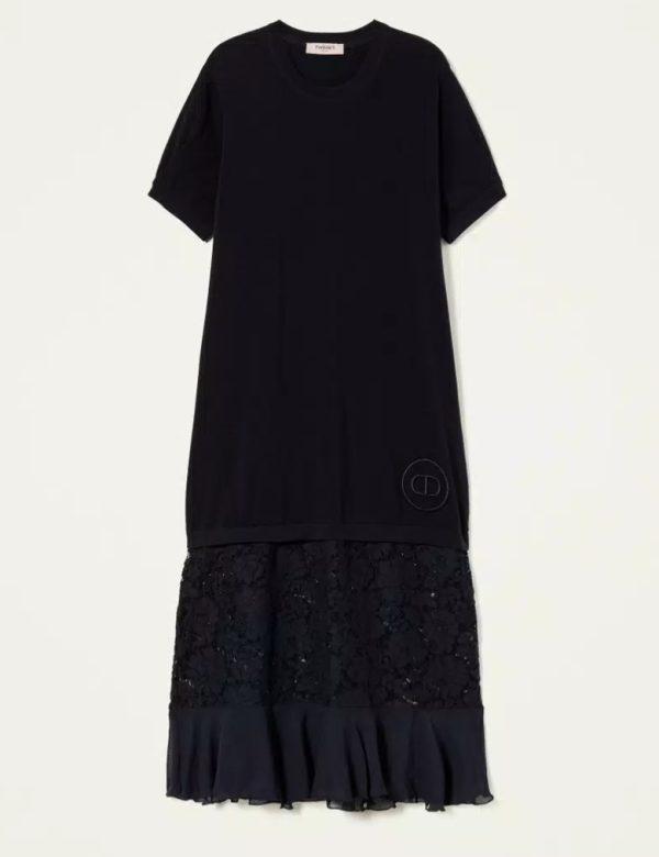 TWINSET abito con pizzo macramè